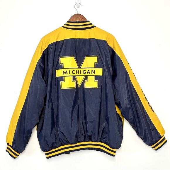 Y2K VTG Michigan Wolverines Varsity Jacket Steve & Barry’s UofM Maize Blue XXL - Picture 2 of 7